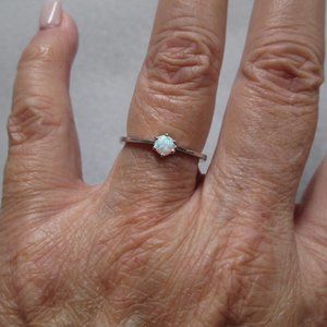 Dainty OPAL Ring>> Solid 925 Sterling Silver>Minimalist,Non Tarnish,Opal Ring